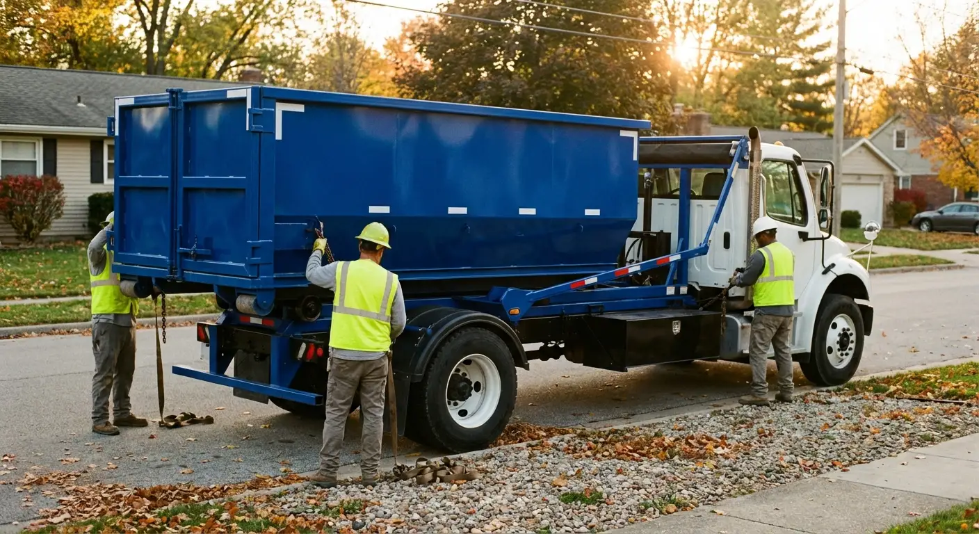 Roll-off dumpster delivery truck in Fargo, ND