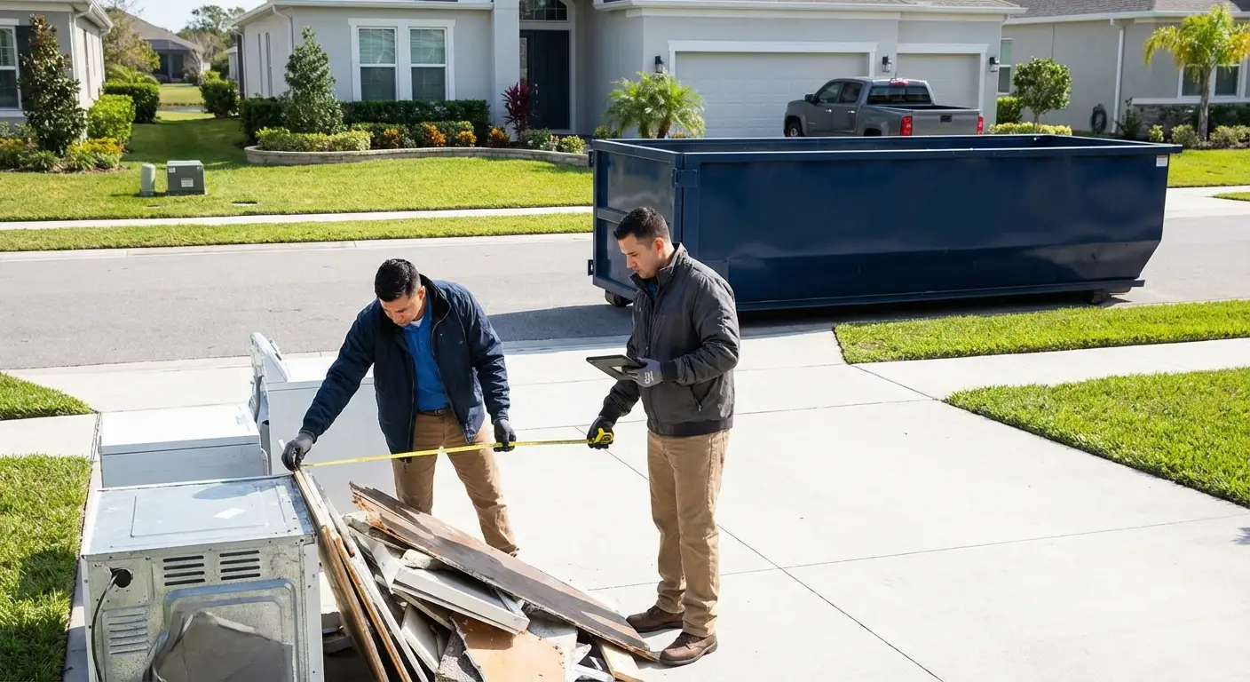Concrete dumpster rental delivery truck in Fargo, ND